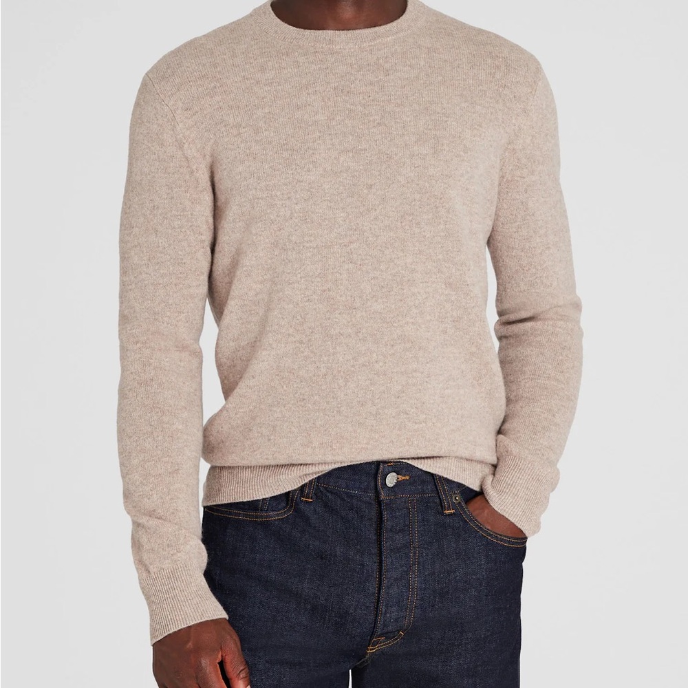 NWOT Club Monaco mens 100% cashmere Beige crew neck Sweater medium / large